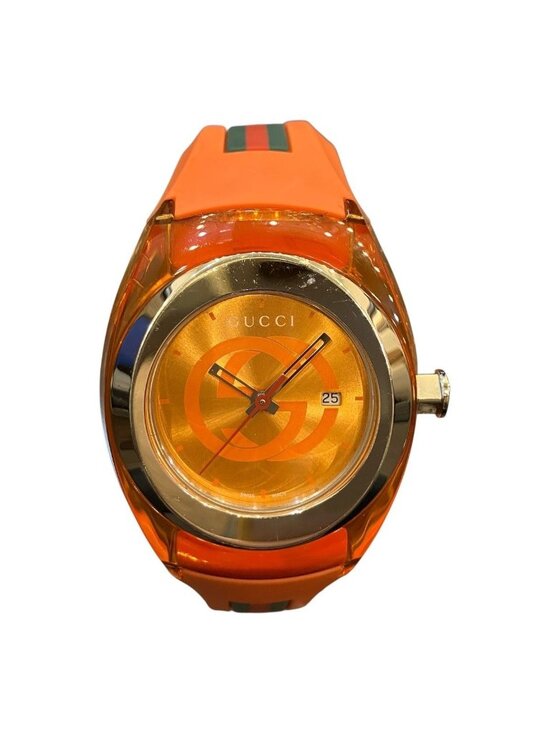 Gucci Sink Watch SS Rubber Quartz Orange Dial 137.3 main image 5